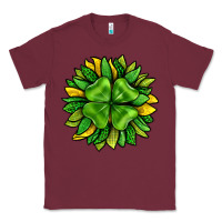 Burgundy St. Patricks Sunflower With Clover Classic Tee - BundleAndBundleShop
