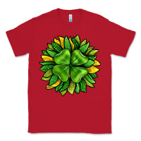 Red St. Patricks Sunflower With Clover Classic Tee - BundleAndBundleShop