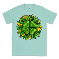 Seafoam St. Patricks Sunflower With Clover Classic Tee - BundleAndBundleShop