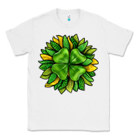 White St. Patricks Sunflower With Clover Classic Tee - BundleAndBundleShop