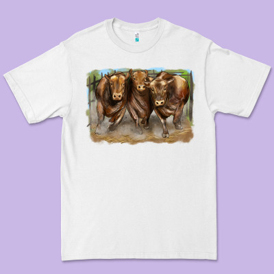 3 Red Angus Bulls Premium Tee Designed By Lillyallendesigns