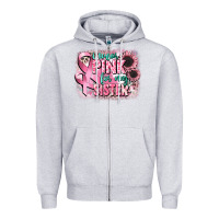 Heather Grey i wear pink for my sister Zipper Hoodie - CowGirlArtShop