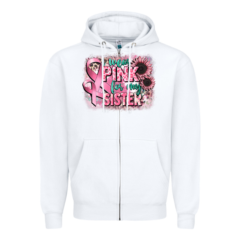 I Wear Pink For My Sister Zipper Hoodie by CowGirlArtShop | Teevron