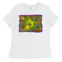 White mardi gras background Ladies Tee - BarkalooDesign