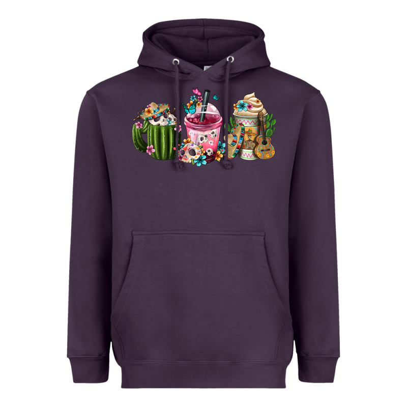 Mexican Day Of The Dead Coffee Cups Heavyweight Hoodie by FaDigitalArtStudio | Teevron
