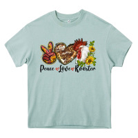 Arona Peace Love Rooster With Sunflowers Heavy Core Tee - LillyAllenDesigns