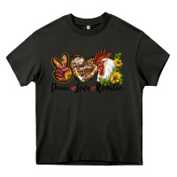 Asphalt Peace Love Rooster With Sunflowers Heavy Core Tee - LillyAllenDesigns