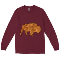 Burgundy Western Vintage Bison Silhouette Long Sleeve Tee - Bettercallsaul