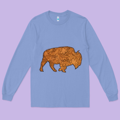 Western Vintage Bison Silhouette Long Sleeve Tee Designed By Bettercallsaul