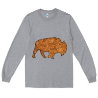 Heather Grey Western Vintage Bison Silhouette Long Sleeve Tee - Bettercallsaul