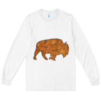 White Western Vintage Bison Silhouette Long Sleeve Tee - Bettercallsaul
