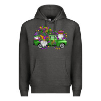 Charcoal Heather mardi gras gnomes truck Premium Hoodie - OliviaCreatesArt
