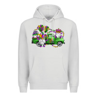 Dove Grey mardi gras gnomes truck Premium Hoodie - OliviaCreatesArt