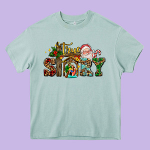 True Story Jesus And Mary Wıth Santa Heavy Core Tee Designed By Adodesignshop