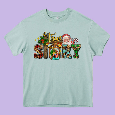 True Story Jesus And Mary Wıth Santa Heavy Core Tee Designed By Adodesignshop