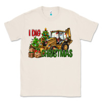 Natural I Dig Christmas Backhoe Loader Classic Tee - BundleAndBundleShop