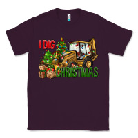 Plum I Dig Christmas Backhoe Loader Classic Tee - BundleAndBundleShop