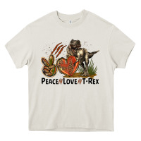 Cream Western Peace Love T-Rex Heavy Core Tee - LillyAllenDesigns