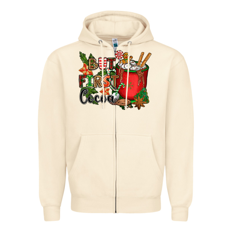 But First Cocoa Zipper Hoodie by CowGirlArtShop | Teevron