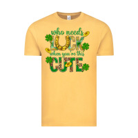 Vintage Mustard Who Needs Luck When You're This Cute St. Patricks Vintage Tee - BundleAndBundleShop