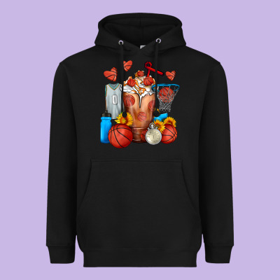 Basketball Sunflower Frappe Heavyweight Hoodie Designed By Fadigitalartstudio