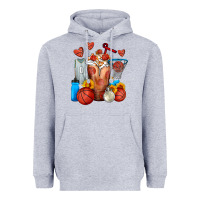 Heather Grey Basketball Sunflower Frappe Heavyweight Hoodie - FaDigitalArtStudio