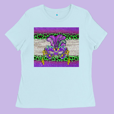 Mardi Gras  Mask Ladies Tee Designed By Barkaloodesign