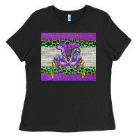 Black mardi gras  mask Ladies Tee - BarkalooDesign