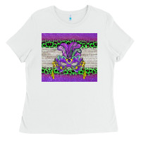 White mardi gras  mask Ladies Tee - BarkalooDesign