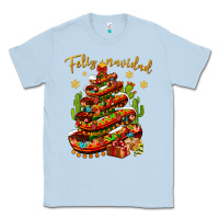 Dusty Blue Christmas Feliz Navidad Classic Tee - BundleAndBundleShop