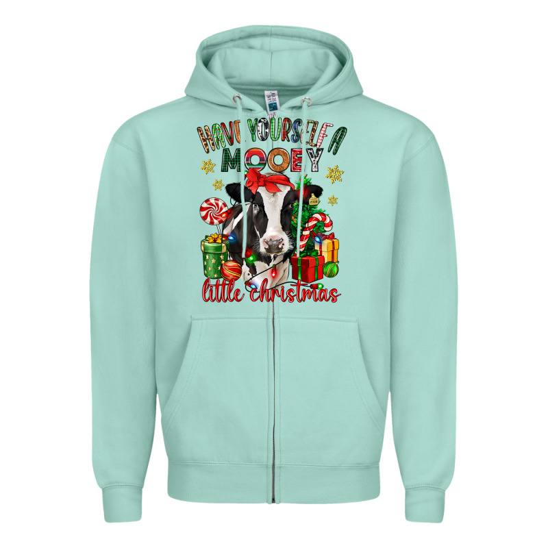 Have Yourself A Little Christmas Cow Zipper Hoodie by CowGirlArtShop | Teevron