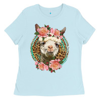 Baby Blue western llama and roses Ladies Tee - LillyAllenDesigns