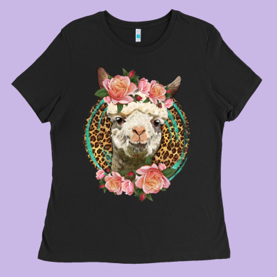 Western Llama And Roses Ladies Tee Designed By Lillyallendesigns