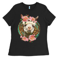 Black western llama and roses Ladies Tee - LillyAllenDesigns