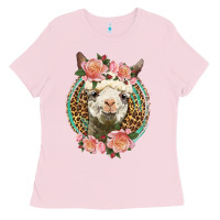 Bubblegum Pink western llama and roses Ladies Tee - LillyAllenDesigns
