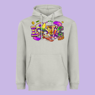 Love Mardi Gras Heavyweight Hoodie Designed By Fadigitalartstudio