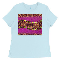 Baby Blue mardi gras  leopard pink glitter bead Ladies Tee - BarkalooDesign