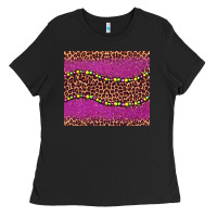 Black mardi gras  leopard pink glitter bead Ladies Tee - BarkalooDesign