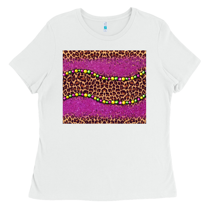 Mardi Gras  Leopard Pink Glitter Bead Ladies Tee by BarkalooDesign | Teevron