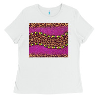 White mardi gras  leopard pink glitter bead Ladies Tee - BarkalooDesign