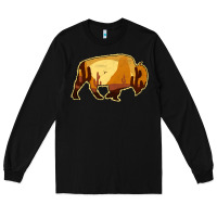Black Desert Landscape Bison Silhouette Long Sleeve Tee - Bettercallsaul