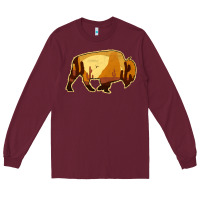 Burgundy Desert Landscape Bison Silhouette Long Sleeve Tee - Bettercallsaul