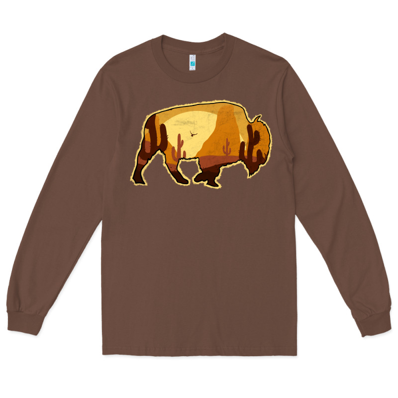 Desert Landscape Bison Silhouette Long Sleeve Tee by Bettercallsaul | Teevron