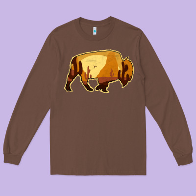 Desert Landscape Bison Silhouette Long Sleeve Tee Designed By Bettercallsaul