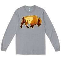 Heather Grey Desert Landscape Bison Silhouette Long Sleeve Tee - Bettercallsaul