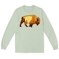 Matcha Desert Landscape Bison Silhouette Long Sleeve Tee - Bettercallsaul