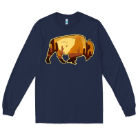 Navy Desert Landscape Bison Silhouette Long Sleeve Tee - Bettercallsaul