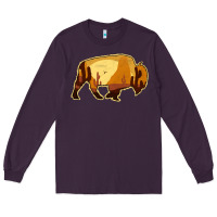 Plum Desert Landscape Bison Silhouette Long Sleeve Tee - Bettercallsaul