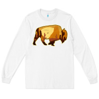 White Desert Landscape Bison Silhouette Long Sleeve Tee - Bettercallsaul