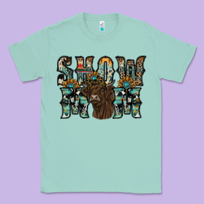 Show Mom Highland Cow Classic Tee Designed By Sublimationcraftshop